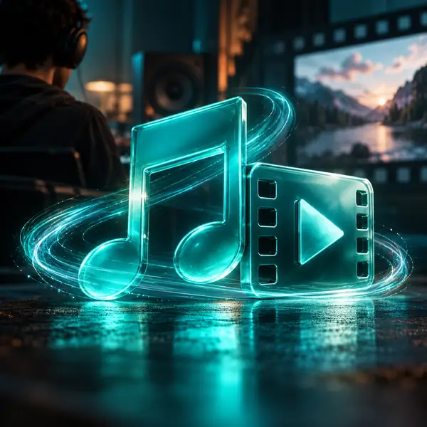 Türkises Mediensymbol für die Unterstützung von Audio- und Videodateien