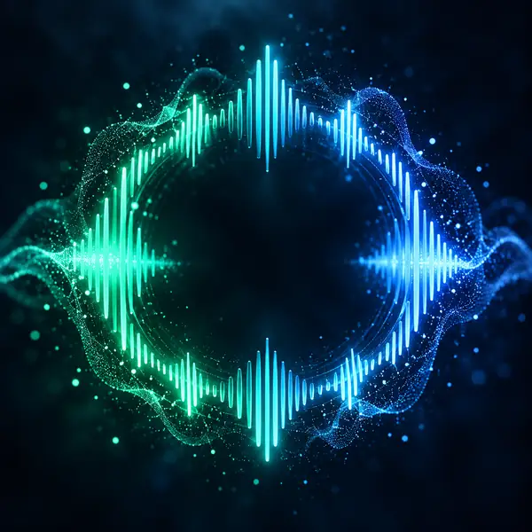 Mintfarbenes und blaues kreisförmiges Audiowellenform-Symbol der Marke Musicremover