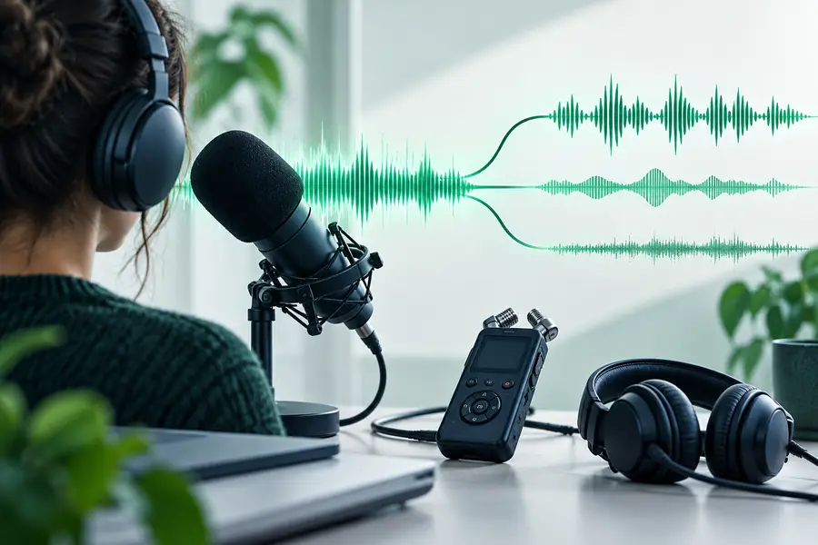 Illustration einer Audiospur mit Fokus auf Sprache